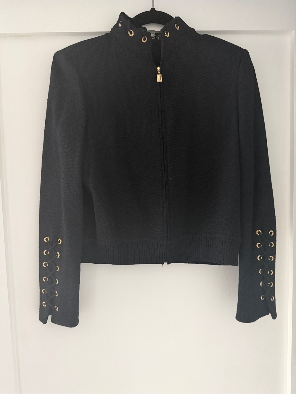 St John Collection Zip-Front Women's Bomber with Grommet Details